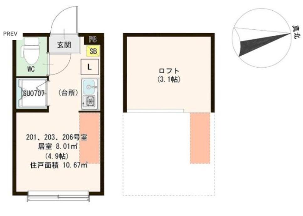 ハーモニーテラス新小岩III(ワンルーム/2階)の間取り写真