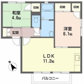 ディアス妻鹿駅前(2LDK/2階)の間取り写真