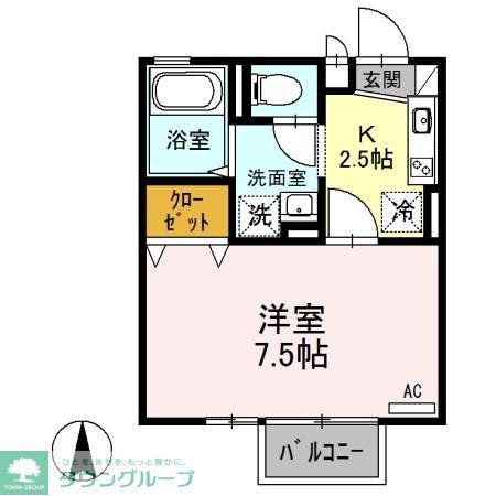 マルベリー弐番館(1K/2階)の間取り写真