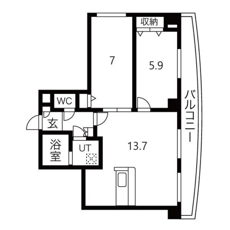 メゾン西宮の沢61(2LDK/3階)の間取り写真