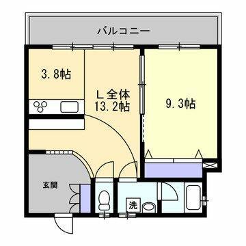 武藤ビル(1LDK/4階)の間取り写真