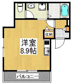 クラージュ夢見ヶ崎(ワンルーム/2階)の間取り写真