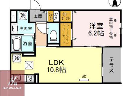 グランドール清水(1LDK/1階)の間取り写真