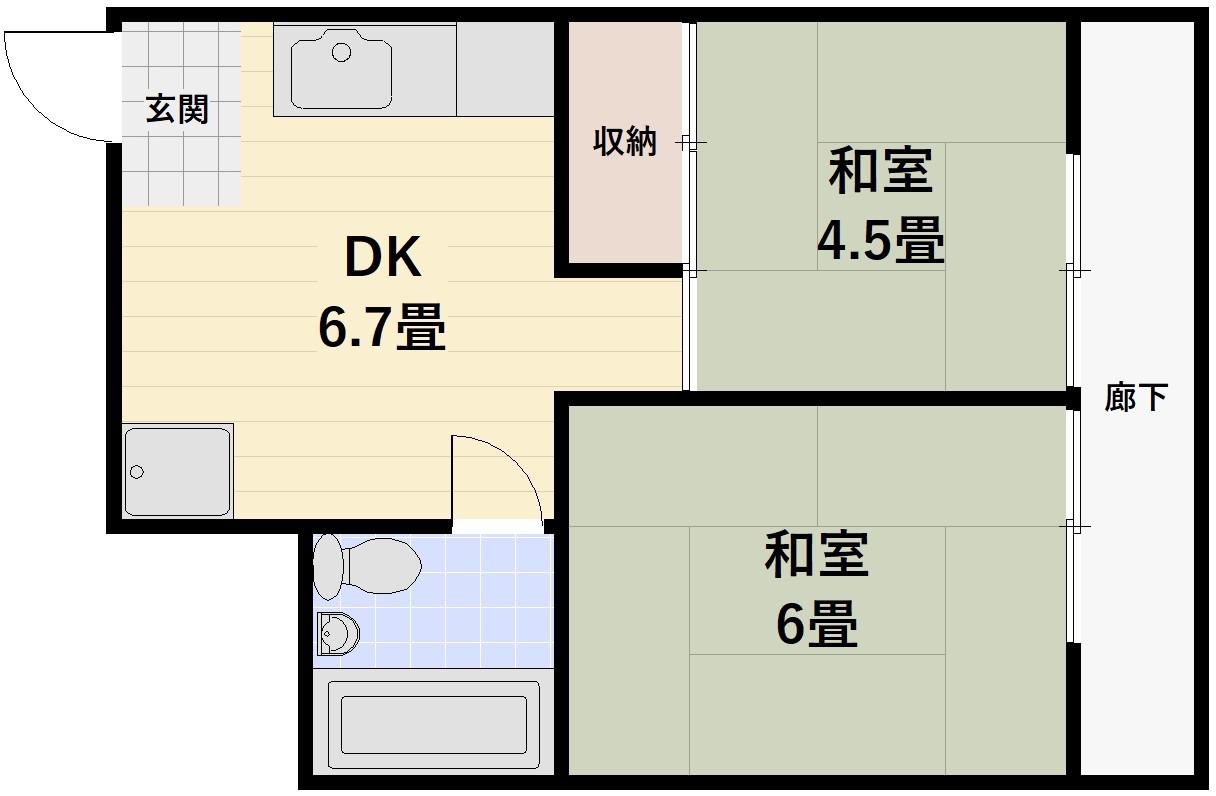 倉敷昭和ビル(2DK/3階)の間取り写真