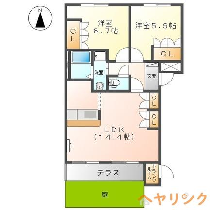 ルミナコート ウエスト(2LDK/1階)の間取り写真