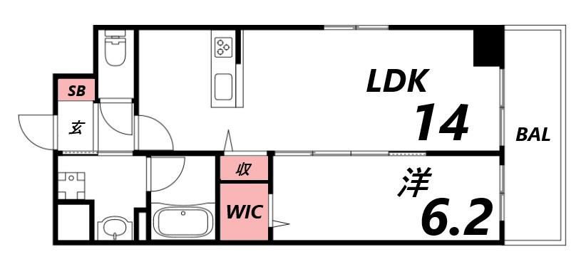 ル・シエル呉服町(1LDK/2階)の間取り写真