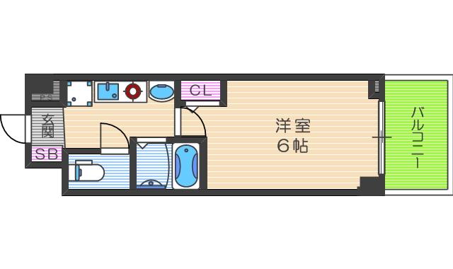 ラナップスクエア同心2(1K/6階)の間取り写真