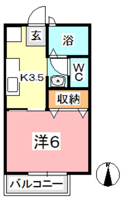 エートス川嵜(1K/1階)の間取り写真