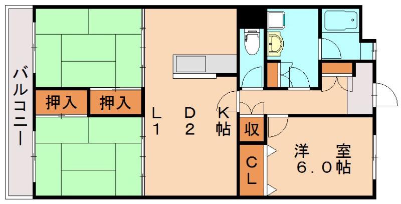 宗像地建ビル93(3LDK/4階)の間取り写真