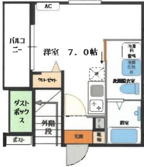 サンブリヤ西瑞江(1K/1階)の間取り写真