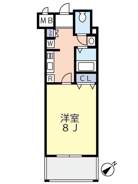 グランヴァンウエストヴィル町田(1K/6階)の間取り写真
