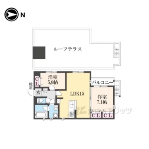 シュデン東山五条坂(2LDK/2階)の間取り写真