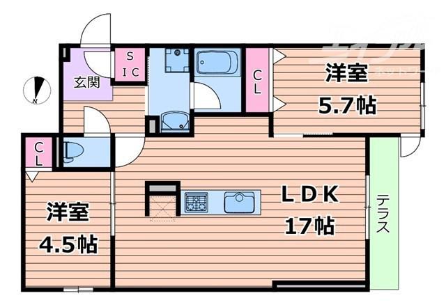 クラシスト瑞光(2LDK/2階)の間取り写真