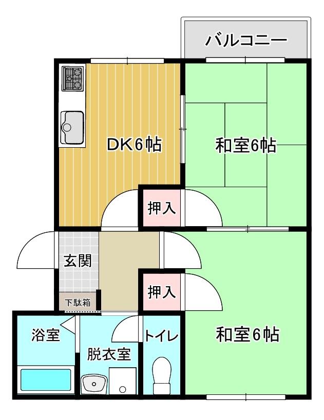 オルテンシアII(2DK/2階)の間取り写真