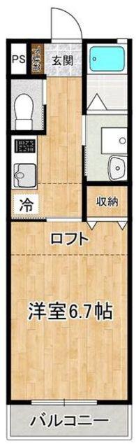 プレイズ(1K/1階)の間取り写真