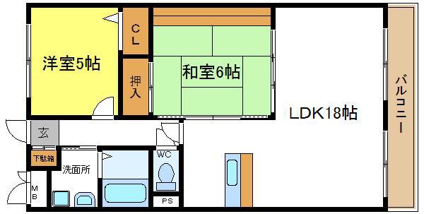 メゾンドシャンボール(2LDK/3階)の間取り写真