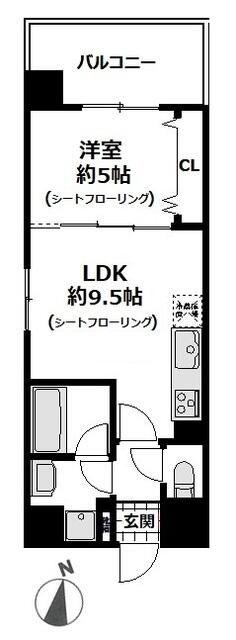 PORTSIDE URBAN RESIDENCE(1LDK/4階)の間取り写真