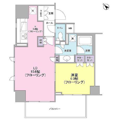ルジェンテ高輪台(1LDK/3階)の間取り写真