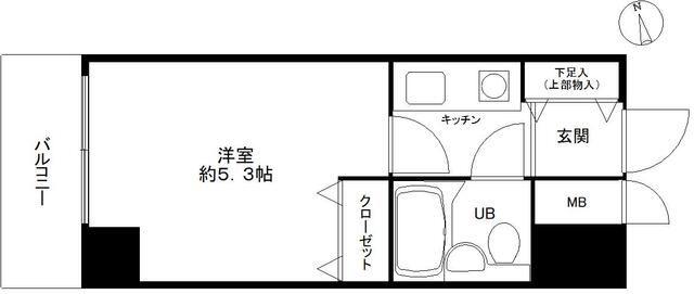 ライオンズマンション御徒町第3(1K/7階)の間取り写真