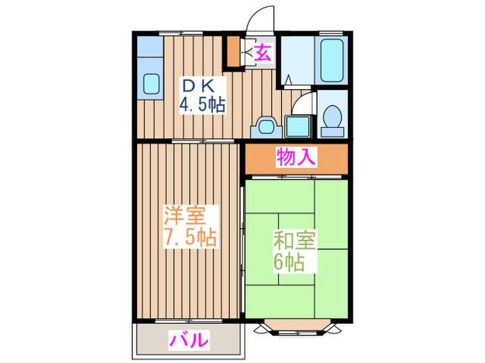 リベール菅野 B(2DK/1階)の間取り写真