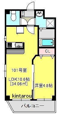 RE-LOR新千葉(1LDK/3階)の間取り写真