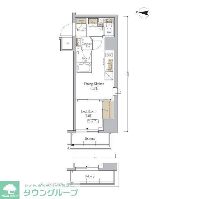 アーバネックス森下ウエスト(1DK/9階)の間取り写真
