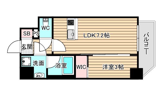 エスリードレジデンス ザ・グラン大阪ノア(1LDK/7階)の間取り写真