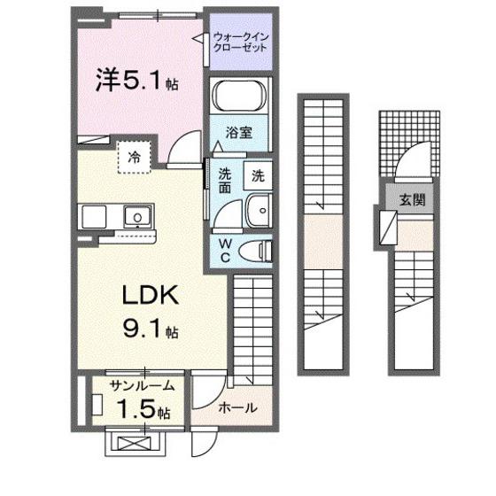 ラ・セーヌ博労(1LDK/3階)の間取り写真