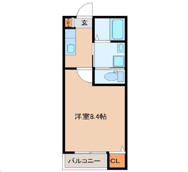 ブラン荒井B棟(1K/2階)の間取り写真