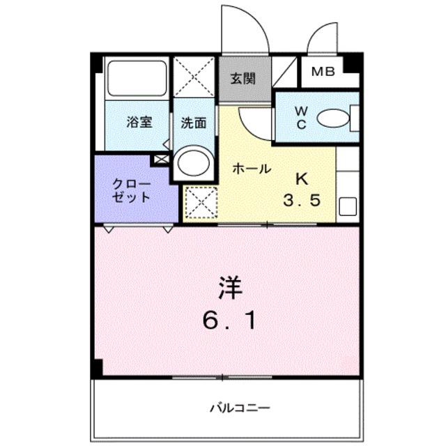 プランドール(1K/1階)の間取り写真