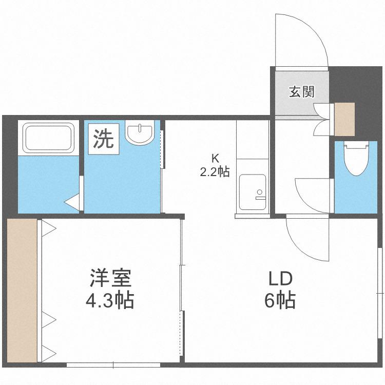 ラグーナ麻生(1LDK/3階)の間取り写真