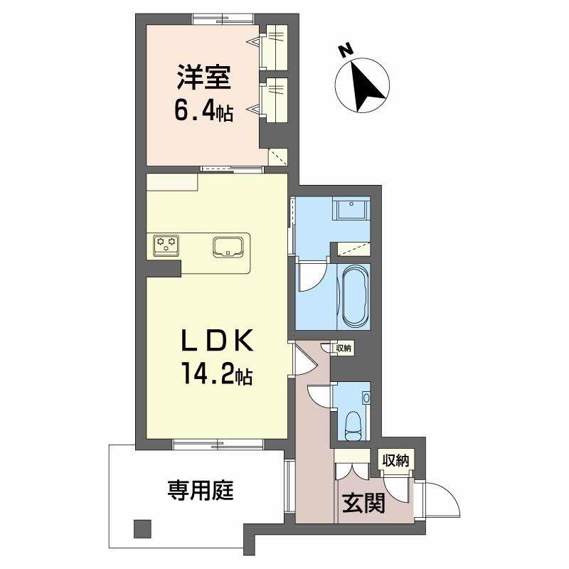 ダイヤモンドヒルズ覚王山(1LDK/1階)の間取り写真