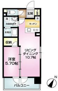 ファーストクラス中央インター(1LDK/3階)の間取り写真