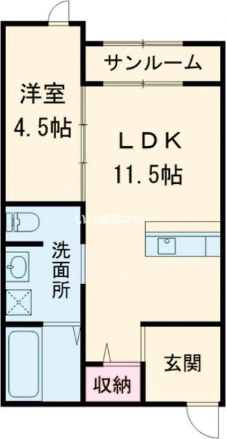 KOYA 430(1LDK/2階)の間取り写真