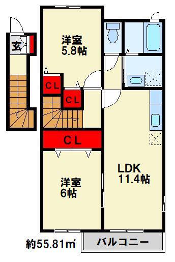 STEP IV(2LDK/2階)の間取り写真