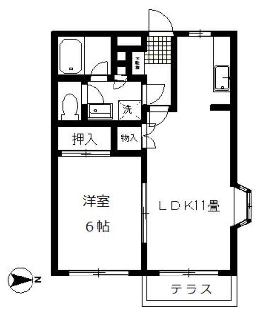 ガーデンハウス(1LDK/1階)の間取り写真