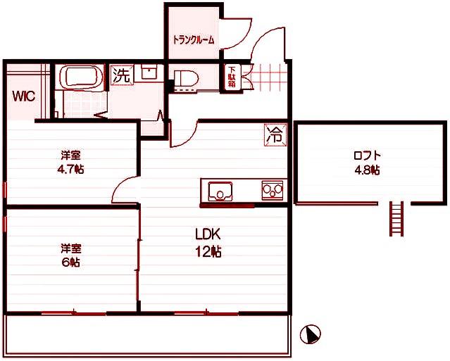 FENICE HAKURAKU(2LDK/2階)の間取り写真
