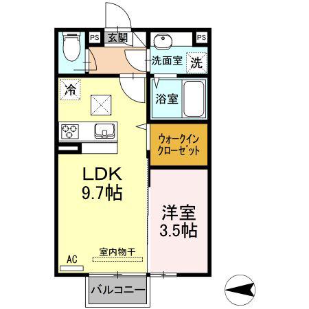 RECENTE浜町(1LDK/1階)の間取り写真