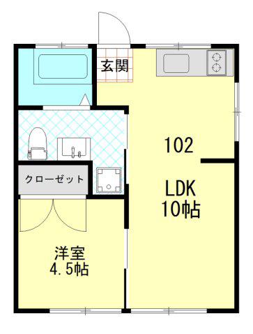 トモス稲田堤(1LDK/1階)の間取り写真