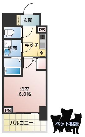 エスリードレジデンス大阪本町(1K/12階)の間取り写真