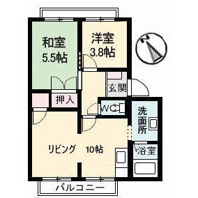 ブライトンハイツ(2LDK/2階)の間取り写真