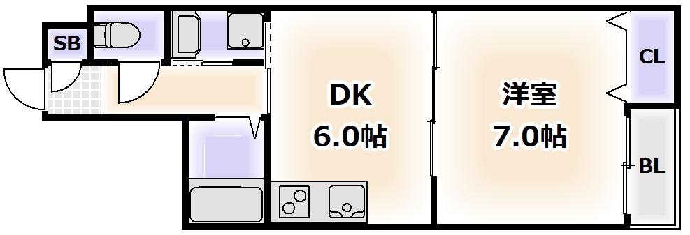 長居コーポ(1LDK/4階)の間取り写真