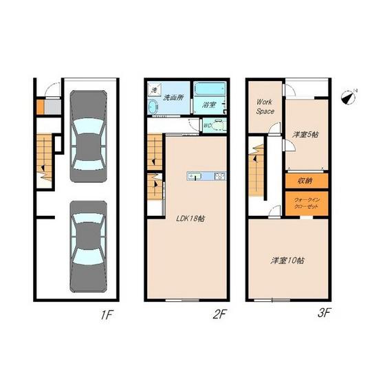 GARAGE・HAUS(2LDK/1階)の間取り写真