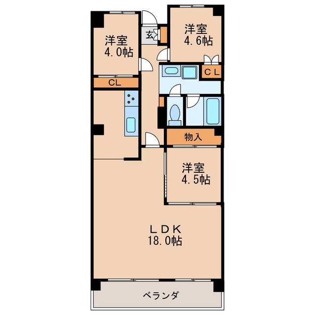 泉サンハイツ(3LDK/4階)の間取り写真