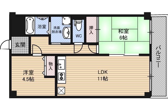 サンハイム今福(2LDK/7階)の間取り写真