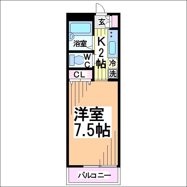吉祥寺ガーデン(1K/2階)の間取り写真