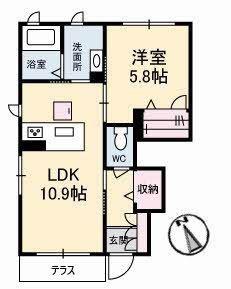 シャーメゾンYUMA(1LDK/1階)の間取り写真