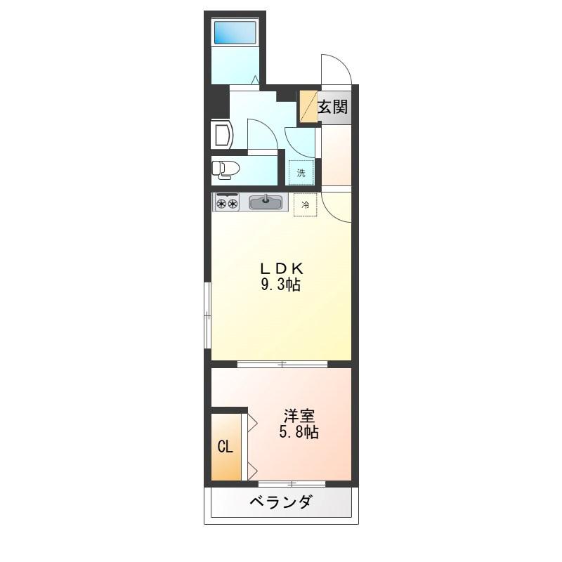 材木町ヴィラージュマンション(1LDK/3階)の間取り写真