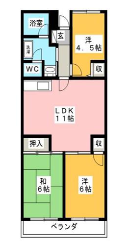 ベルドミール小田原(3LDK/1階)の間取り写真