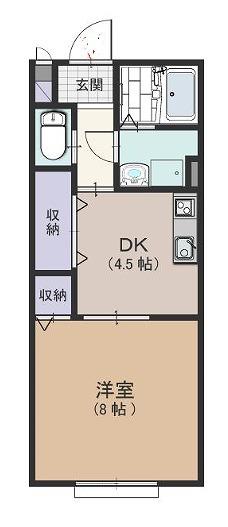 ヒルズシンシア(1DK/2階)の間取り写真